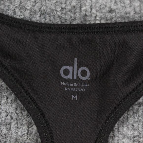 Alo Yoga Sports Bra Womens Medium Black Racerback Ribbed Athletic Yoga Workout - Picture 3 of 8